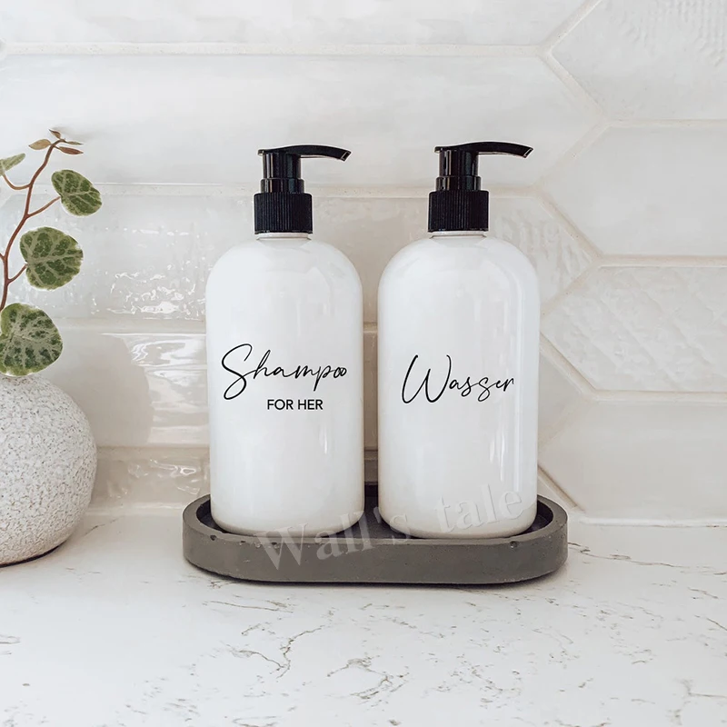 German Inscription Soap Dispenser Washing-up Liquid Vinyl Sticker Detergent Dispensers Label Decals Waterproof Removable Decal