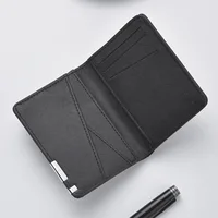 Black Faux Leather Small Slim Business-Style Wallet - Multiple Card Slots, Credit Card and Driver's License Holder, Geometric In 5