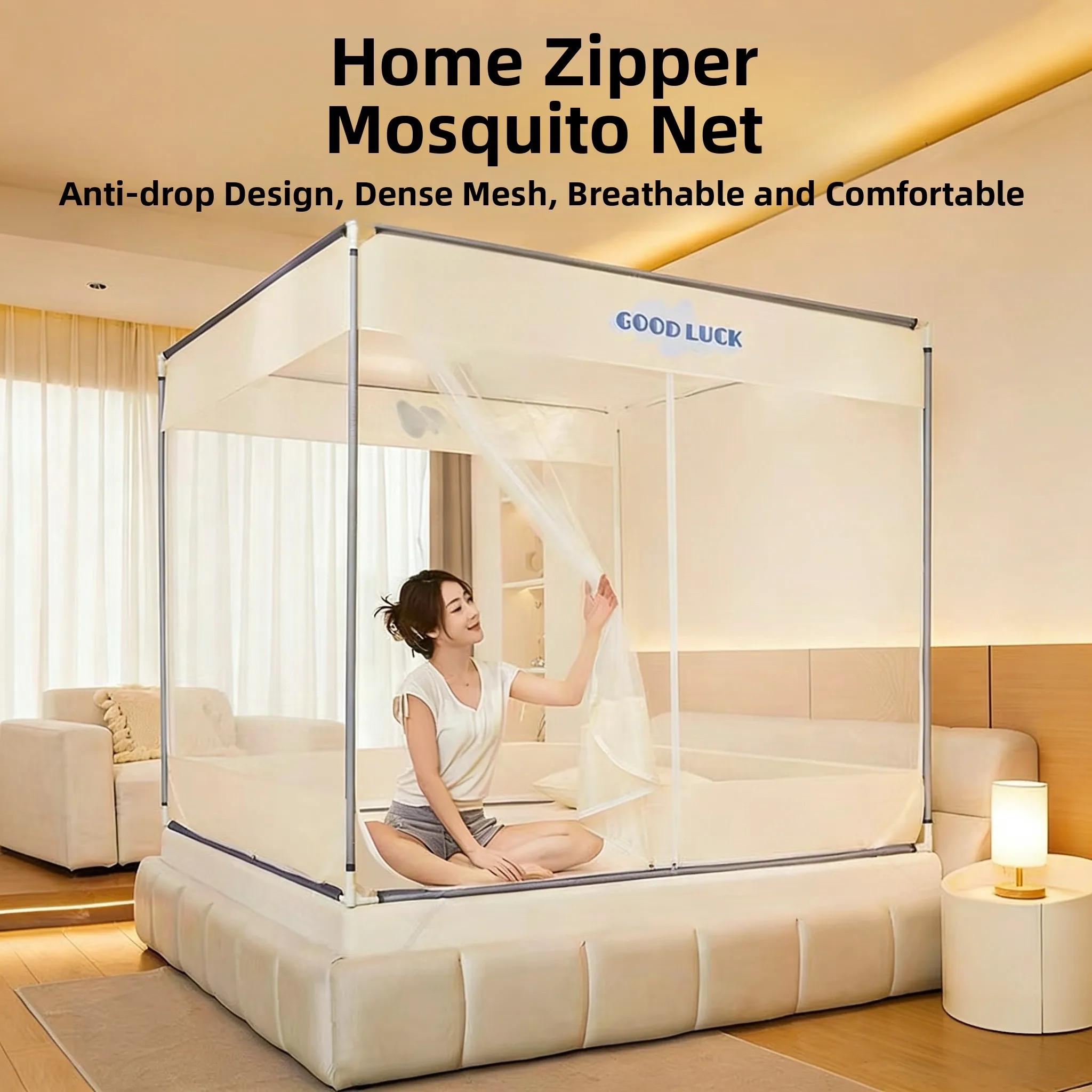 

Утолщенная детская москитная сетка-тент для кровати с полным покрытием, защита от падения, пыли и ветра, для домашнего использования, с железной подставкой