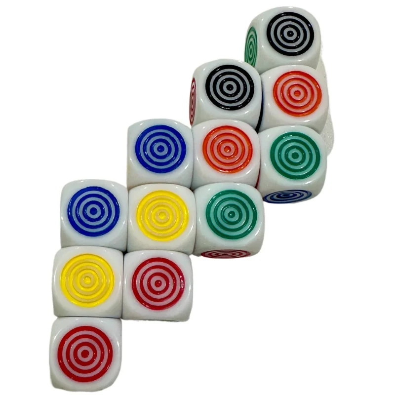 10Pcs/set Cross-border Hot Selling 16mm Circular Coil Engraved Colorful Dice