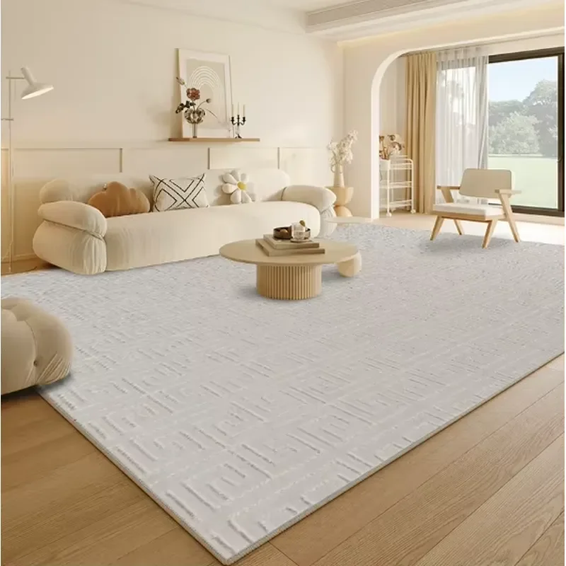 Large Modern Light Solid Color Waterproof Washable Machine Made Area Rugs Latex Backing Rectangle Carpet for Living