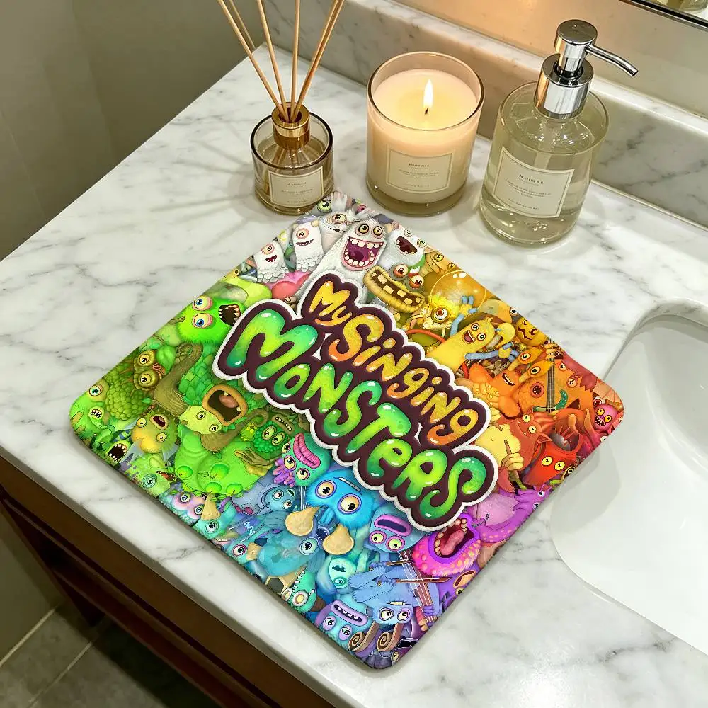 Game My Singing Monsters Polyester Cotton Hanging Kitchen Towel, Absorbent Hand Wiping Cloth for Daily Cleaning Drying