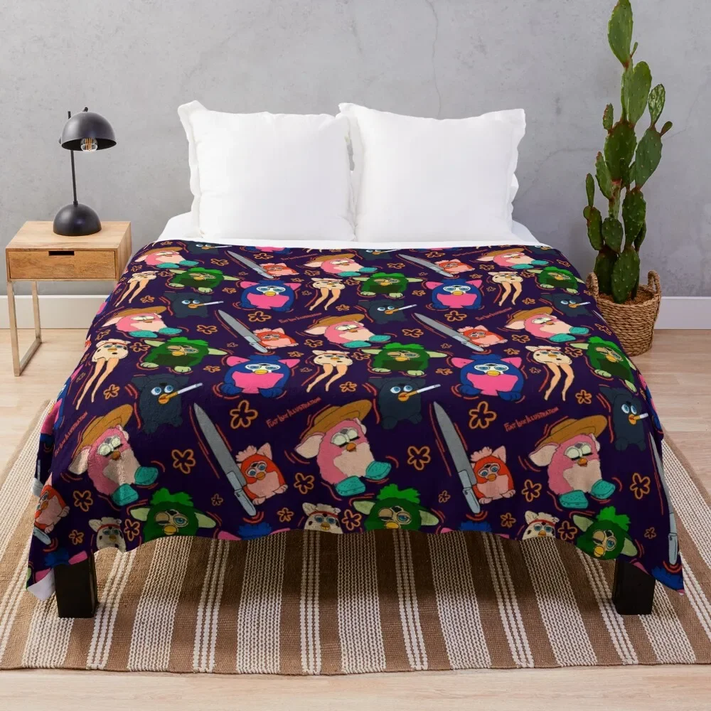 

Purple Childhood Toy 90s Chaos Cursed Meme Pattern Throw Blanket Flannel warm winter Luxury Designer Blankets