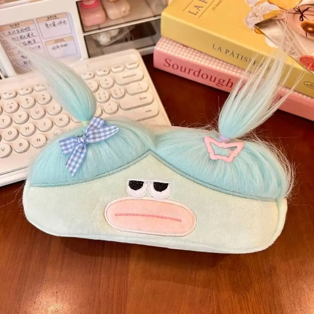 Funny Pencil Case Cute Ugly with Ponytail Hair Pen Bag Stationery Bag Gift - view 5