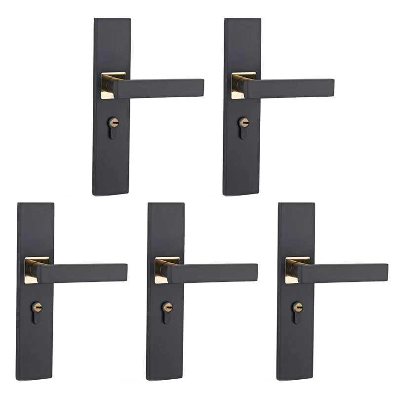 

5X Minimalist Door Lock Continental Bedroom Door Handle Lock Interior Anti-Theft Room Safety Door Lock Mute Gate Lock