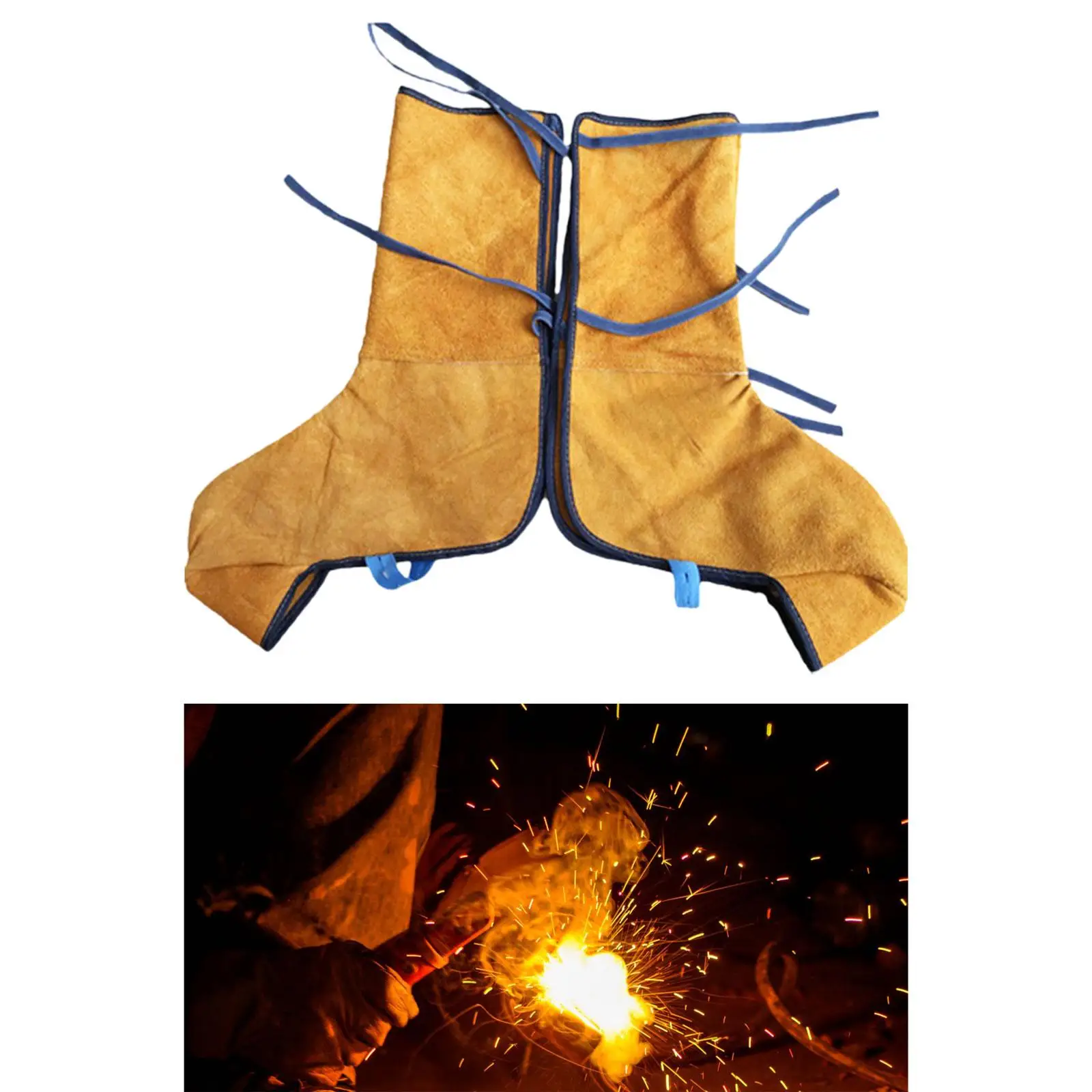 

PU Leather Welding Shoe Covers Thickened Lightweight Convenient Easy Carrying Anti-scalding for Machinery Workers Metal Cutting