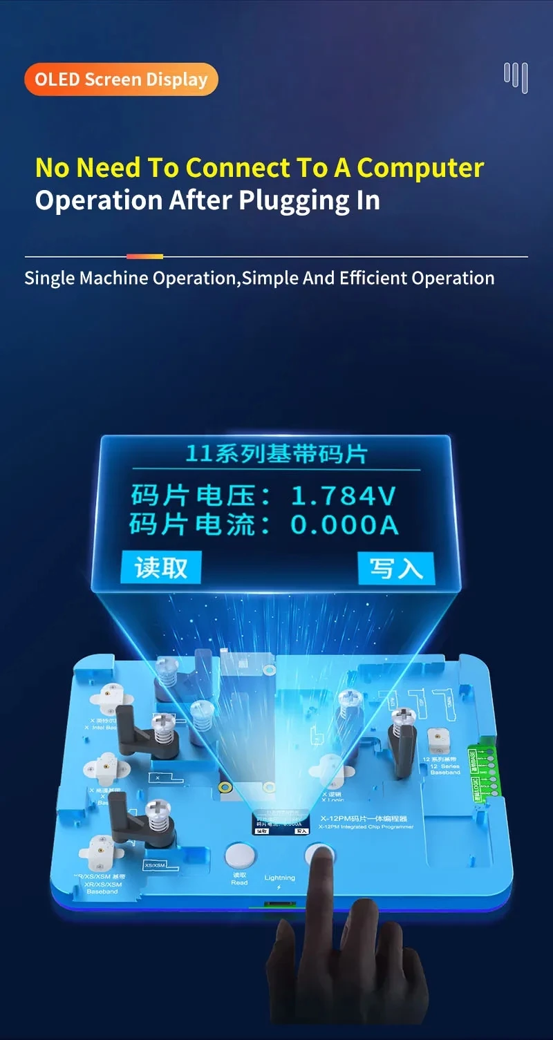 JCID for IPhone X-12PM 13-14 Series EEPROM Chip Programmer Qualcomm/Intel Baseband Logic Reading and Writing Without Disassembly