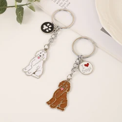 1PCS Cute Animal Keychains Lovely Poodle Teddy Dog Keyring Car Decor Hanging Pendant for Pet Dog Lovers Gifts