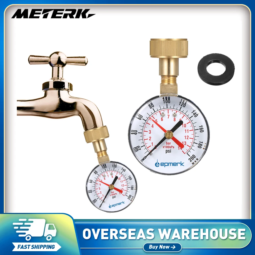 Lepmerk 2-1/2'' Pressure Gauge Water Pressure Test Gauge 3/4'' Vacuum Manometer 200 PSI for Water Pump Air Gas Water Fuel Liquid