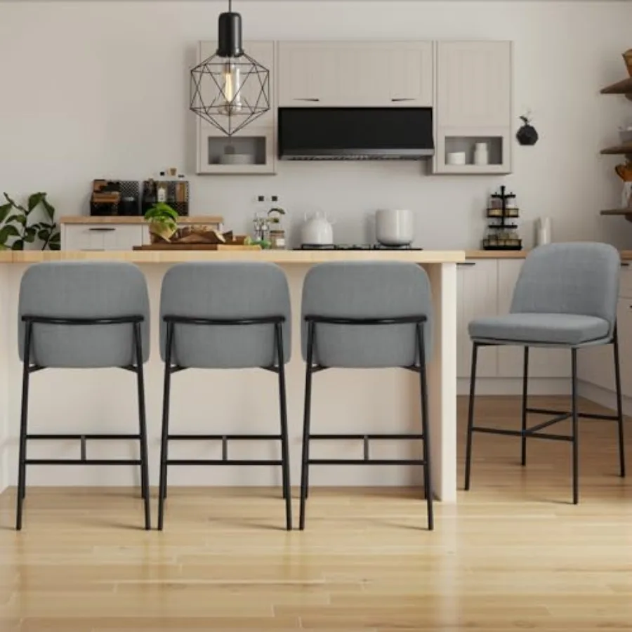 

Набор из 4 барных стульев высотой с прилавок, 25 дюймов, современные тканевые стулья для кухонного острова с мягкой спинкой, без подлокотников
