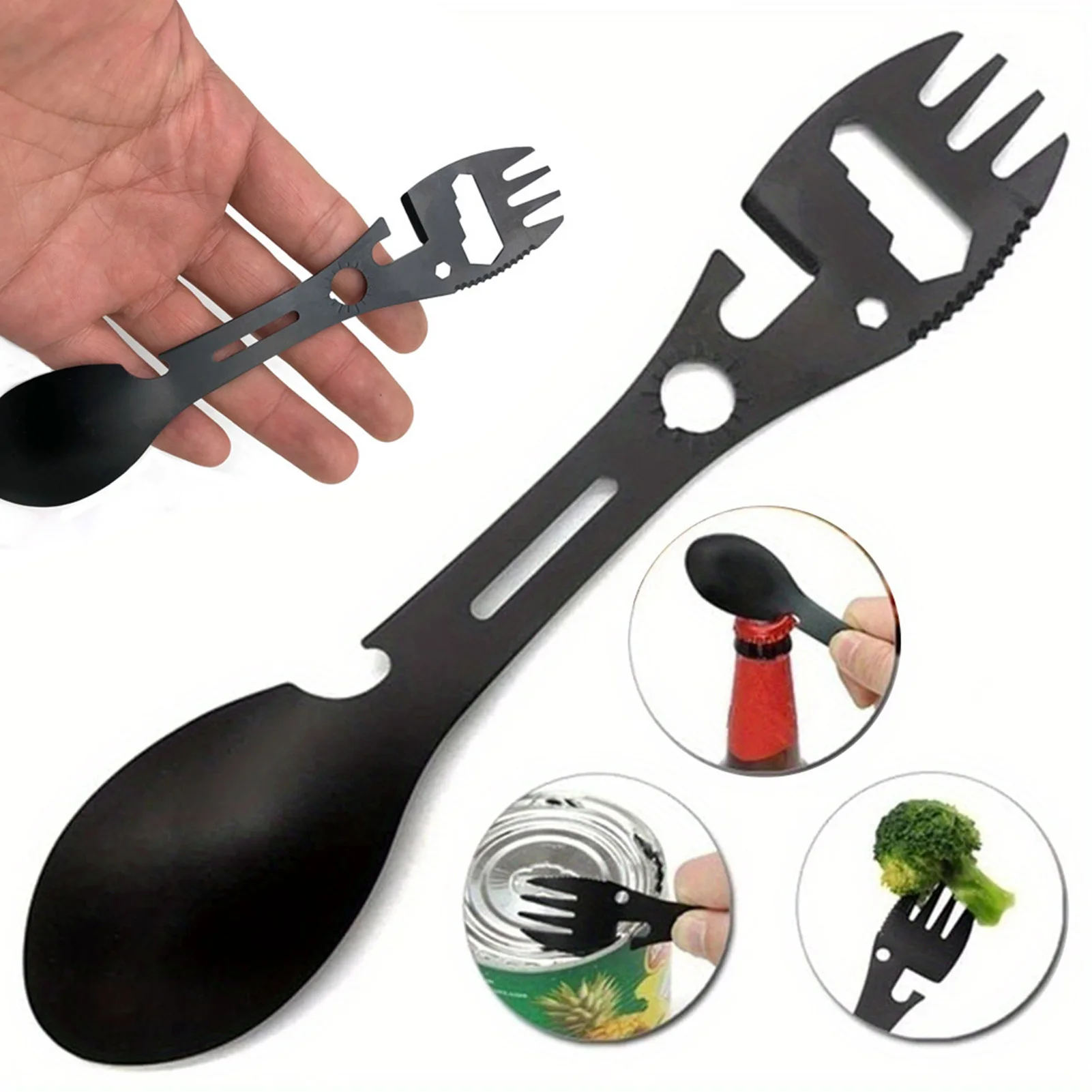 Camping Tableware Spoon Multi Tool Versatile Functionality Wrench Bottle Opener Ladle Knife Suitable for Backpacking Picnic