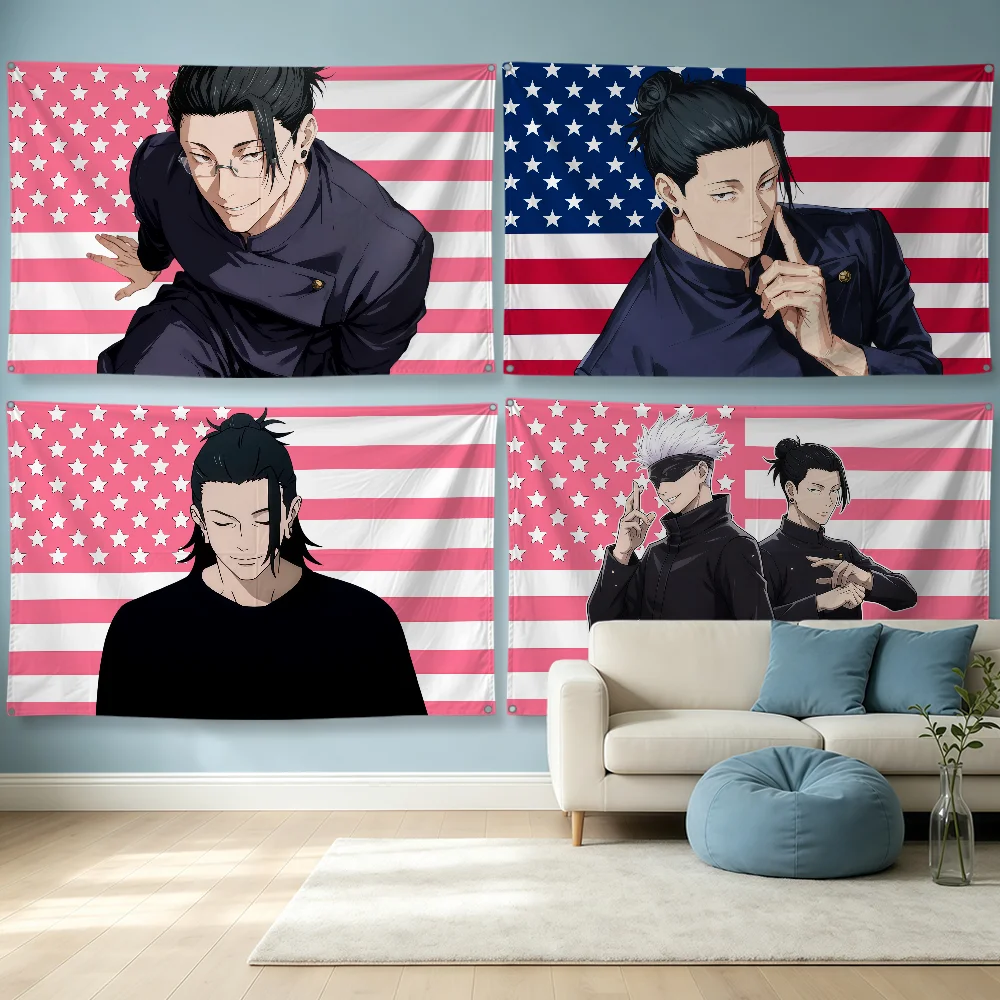 Anime Suguru Geto J-Jujutsu Kaisen Flag Polyester Banner Flags For Party Club Outdoor Interior Wall Paper Decoration Banner Gift