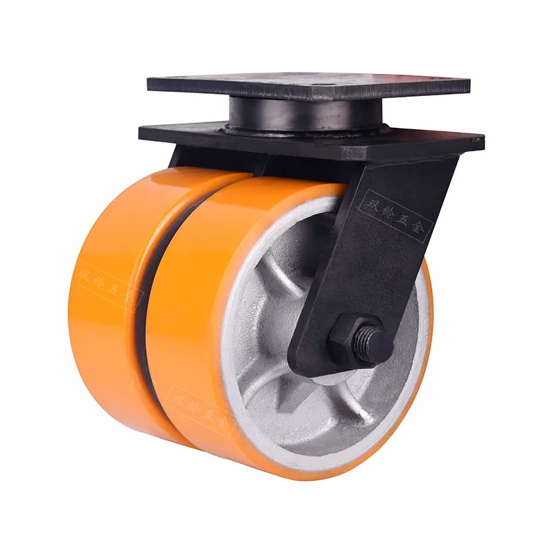 Super heavy duty double row wheels wear-resistant polyurethane cast iron 6/8/10 inch 5/15 ton increased load-bearing universal