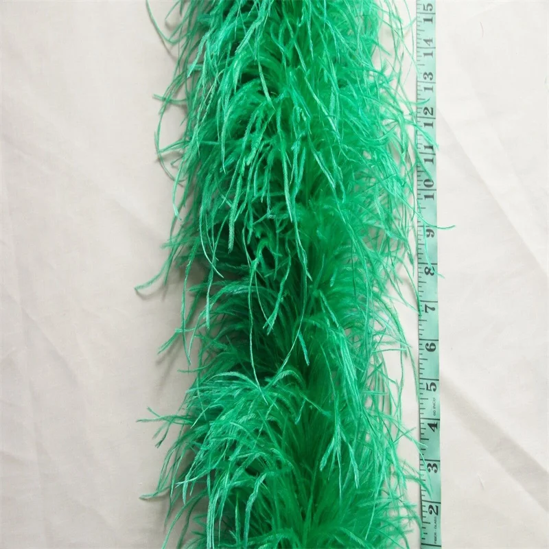 

12ply Fluffy Ostrich Feather Boas Deep Green Dyed Natural Ostrich Feathers Fringes Strips For Wedding Party Decoration Boa Laces