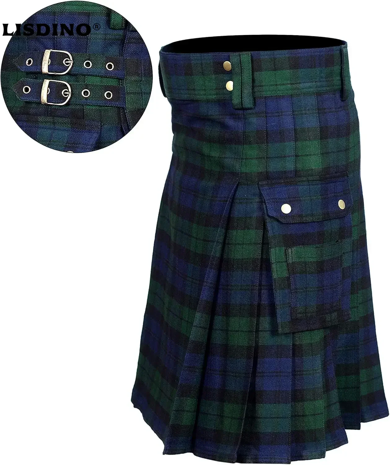 

Tartan Utility Kilts for Men Tartan Kilt with Straps and Large Cargo Pockets
