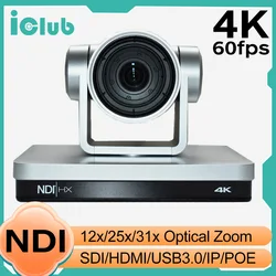 4K NDI PTZ Camera 60FPS 12/25/31X Optical Zoom AI Auto-Tracking PTZ Camera With USB3.0 3G-SDI HDMI output for Church Worship