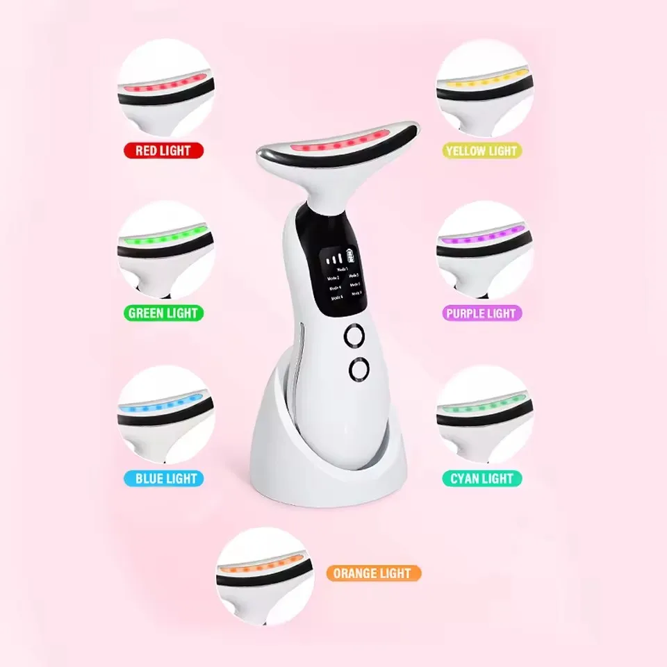 Neck Face Lifting Beauty Device 7 Colors Multi Functional Beauty Instrument EMS Massager Facial Lift Machine Home