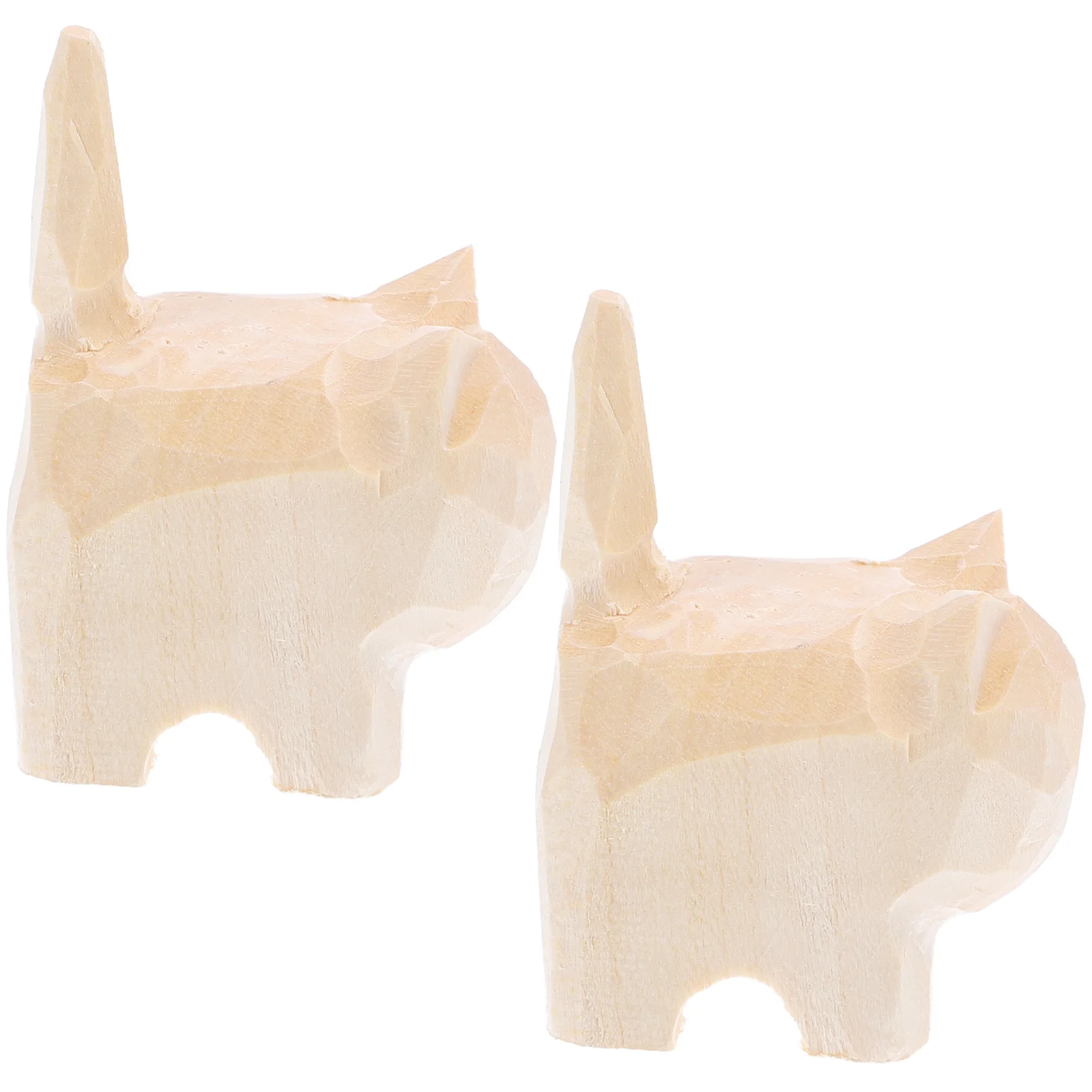 

2pcs Wooden Home Decor Animal Figurines Smooth Polished Wood Craft For Tabletop Bookshelf Tea Table Decoration Gift Wood Carved