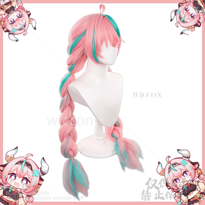 Аниме игра Genshin Impact косплей Varesa розовые длинные волосы плетеные волосы 100 см бесплатный парик Кепка парик для девочек женщин Хэллоуин по индивидуальному заказу