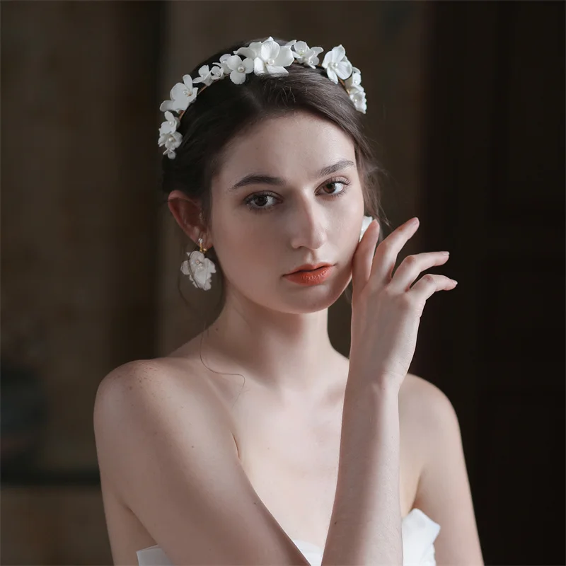 Elegant Imitation Pearl Flower Head Hoop Headbands Bridal Wedding Headband Hair Headdress Party Garland Head Hoop Hair Jewelry