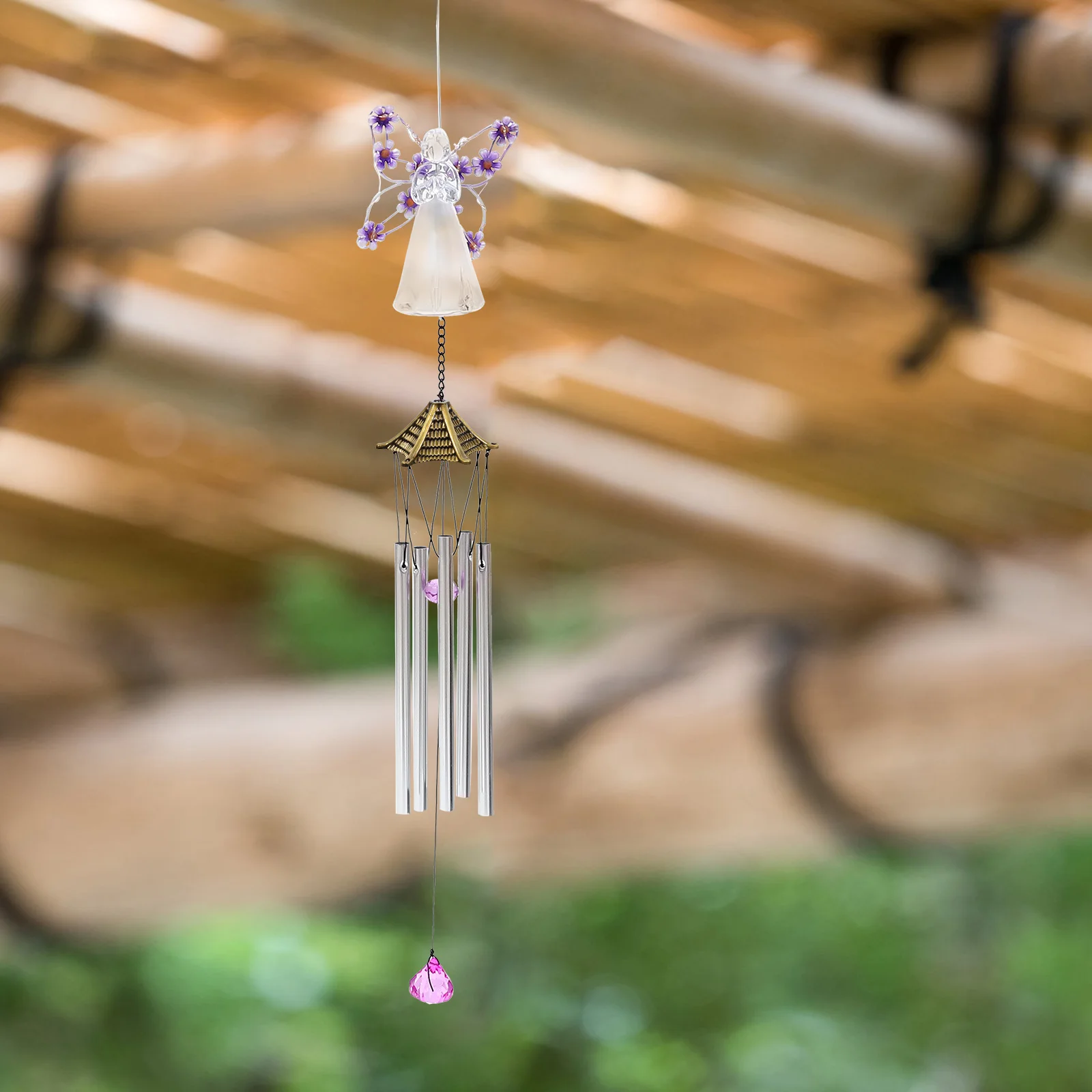 

8 Pcs Wind Chimes Tower Cover Accessories Deep Tone Metal for outside Olive Green Garden Decorations Driftwood Travel