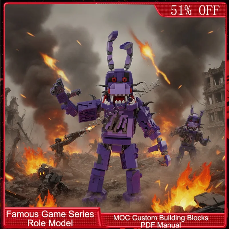 

668 деталей, популярная серия игровых персонажей, модульный конструктор MOC «Кривоголовый кролик-голем», простой сборный конструктор, игрушка для самостоятельной сборки, рождественский подарок