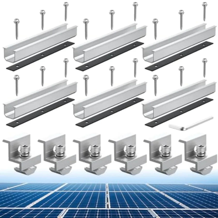 

Solar Panel Bracket Kit 6 Pcs 7.87 in Aluminium Solar Panel Mounting Rail 30mm/35mm Solar Panel End Clamps Solar Panel Brackets