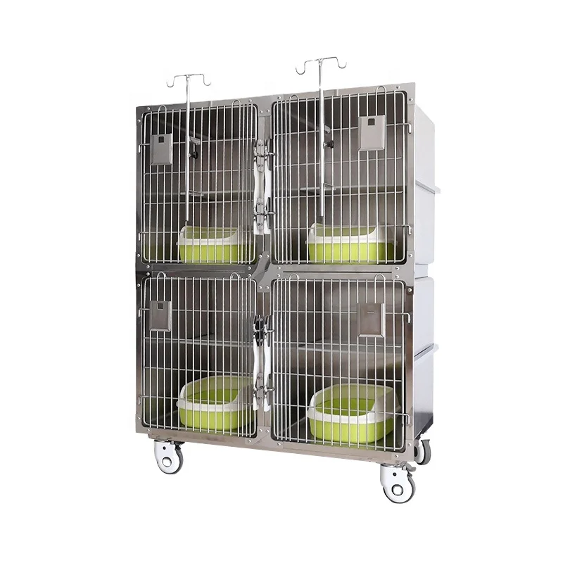 

Pet Veterinary Cage 304 Stainless Steel Cat Cage for Sale in Hospital or Pet Clinic with Cat Litter Box