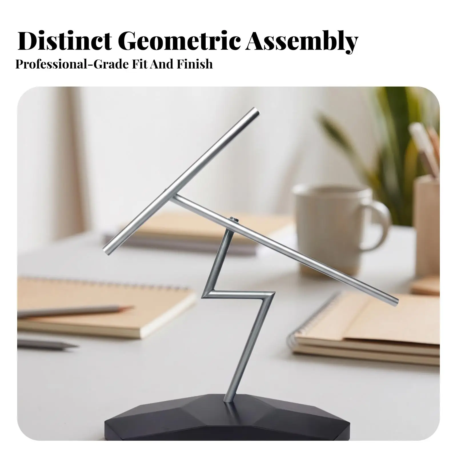 Elegant Decorative Pendulum Motion Sculpture with Geometric Base for Desk Aesthetic