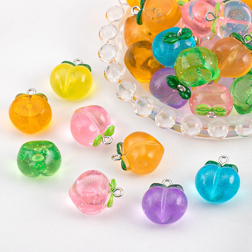 

10Pcs/bag Resin Peach Shaped Pendants For DIY Charms Necklace Earring Jewelry Findings Accessories Clothing Decoration Materials