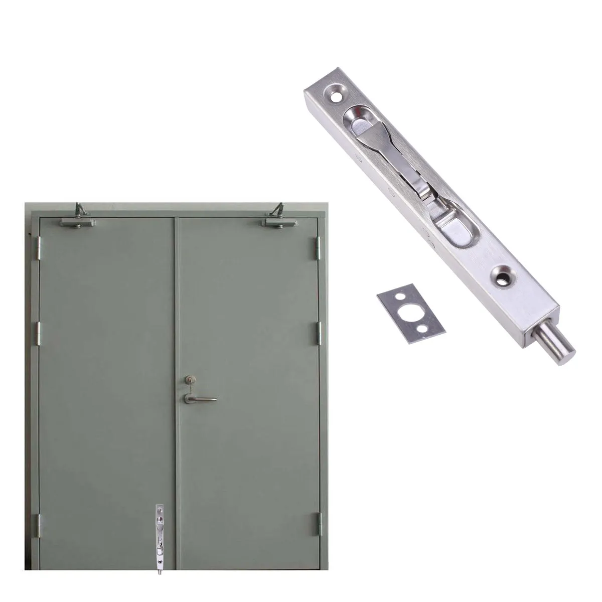 6 Inch Stainless Steel Fire Rated Door Latch Rust Proof Brushed Texture High Strength Bolt for Flush Mounting Home Office