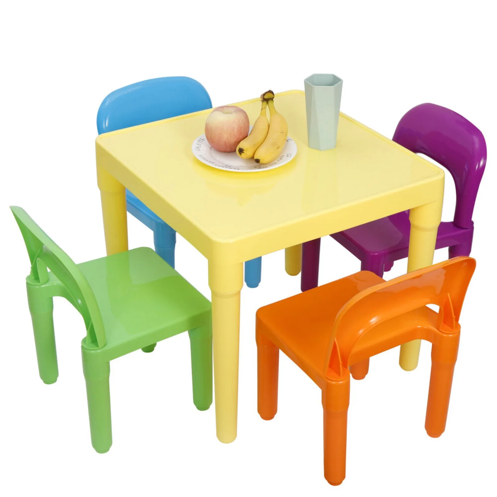 US Children's table and 4 chairs, toddler party toys, fun activity furniture, game set-