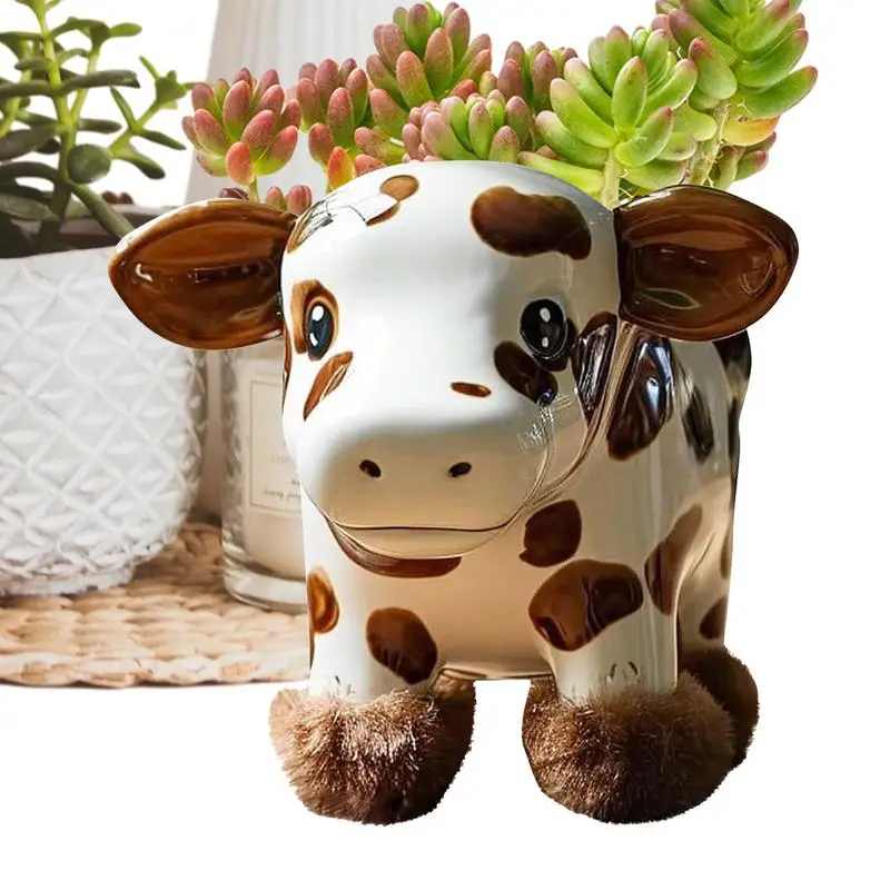 

Highland Cow Flower Pot 4Inch Creative Highland Cow Succulent Vase Funny Planter Storage Containers Plateau Yak Succulent