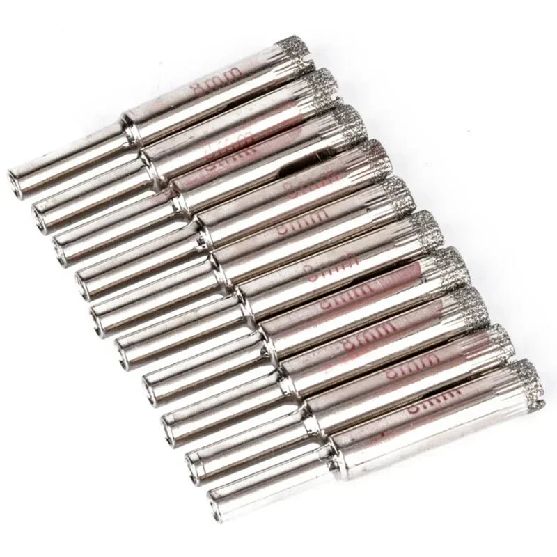 10pcs 8mm Marble Glass Hole Opener Diamond Drilling Saw Tools Set Silver Hand Drills Brittle Materials Plastic Sheets Wood