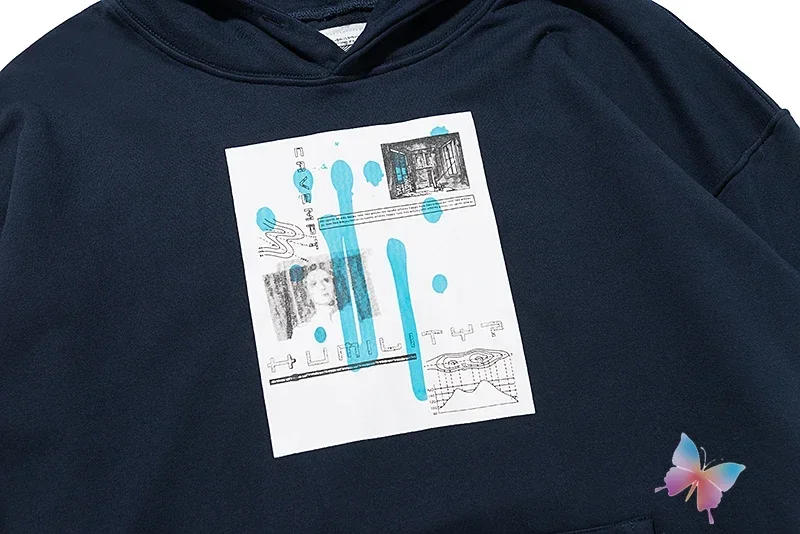 Winter Hiphop Street CAVEMPT Hoodies Blue White Splicing Abstract Printed Splashed Ink Hoody Oversized CE Sweatshirts Men Women