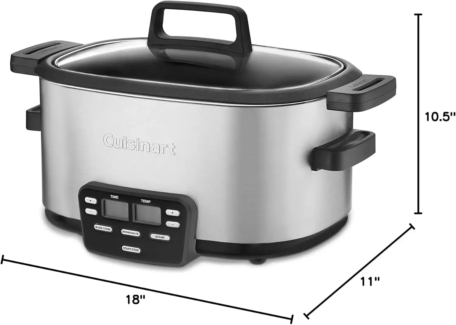 3-In-1 Cook Central 6-Quart Multi-Cooker: Slow Cooker, Coklat/Taute, Steamer, Perak