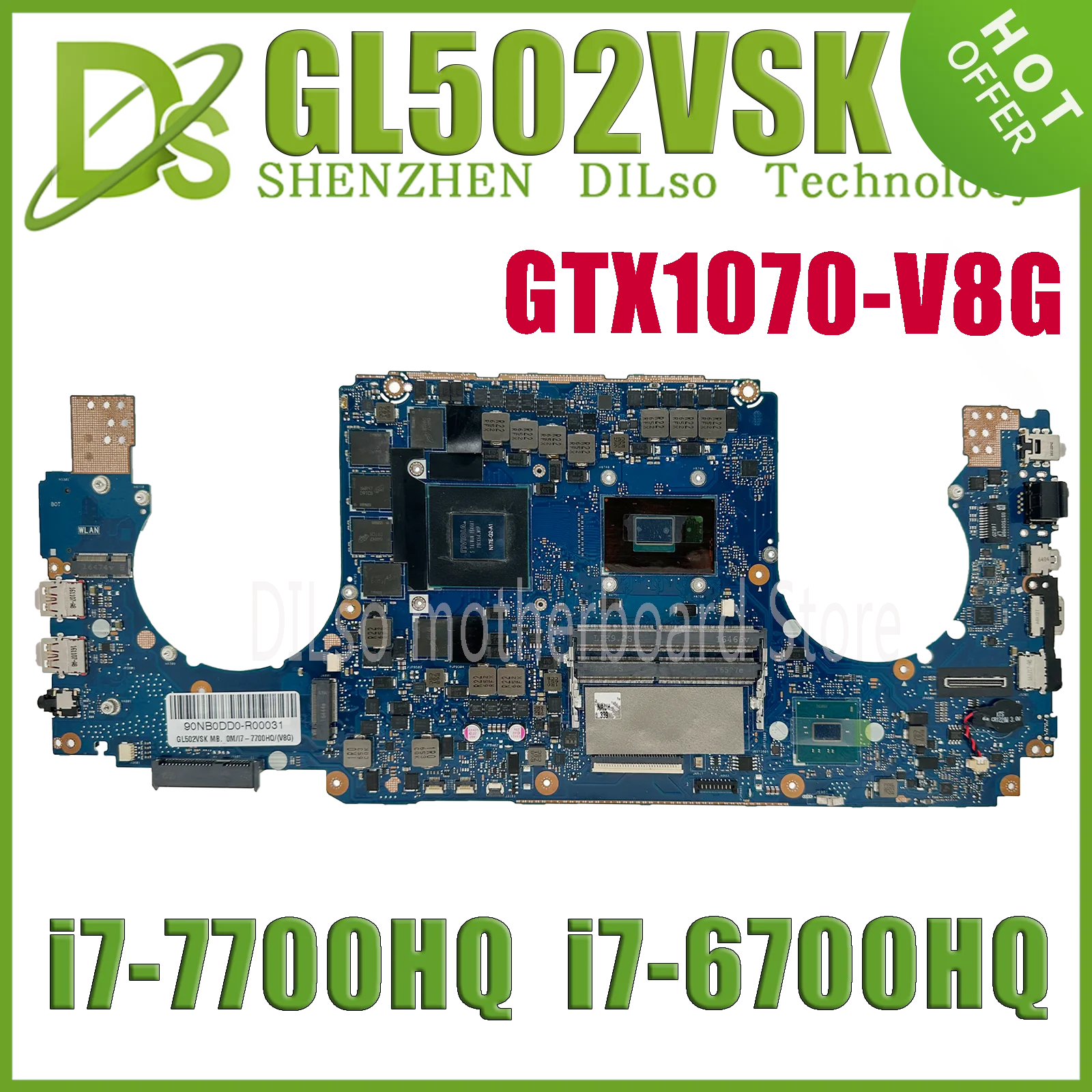 

GL502VS Laptop Motherboard For ASUS ROG S5V GL502V GL502VSK Notebook Mainboard i5-6300HQ i5-7300H I7-6700H I7-7700HQ GTX1070-8GB