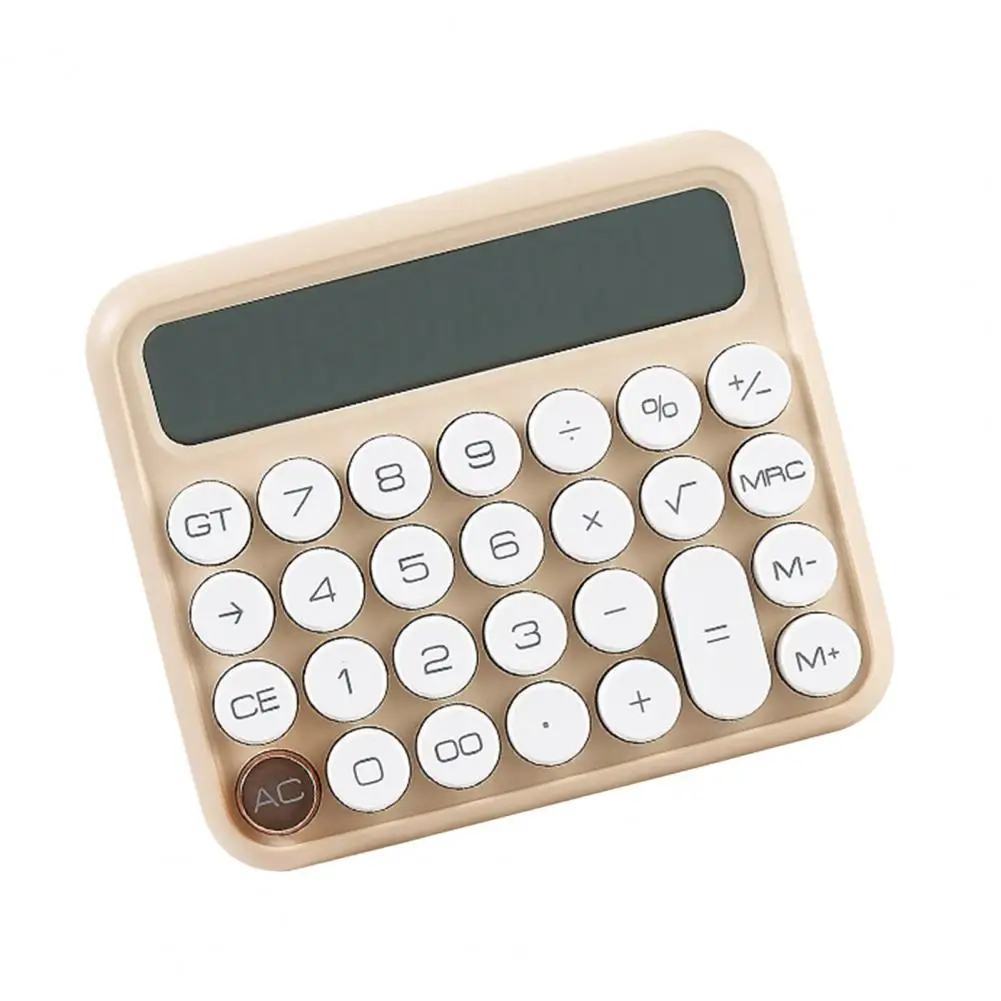 Calculadora de escritorio portátil con batería, 12 dígitos, botones redondos desmontables, pantalla LCD grande