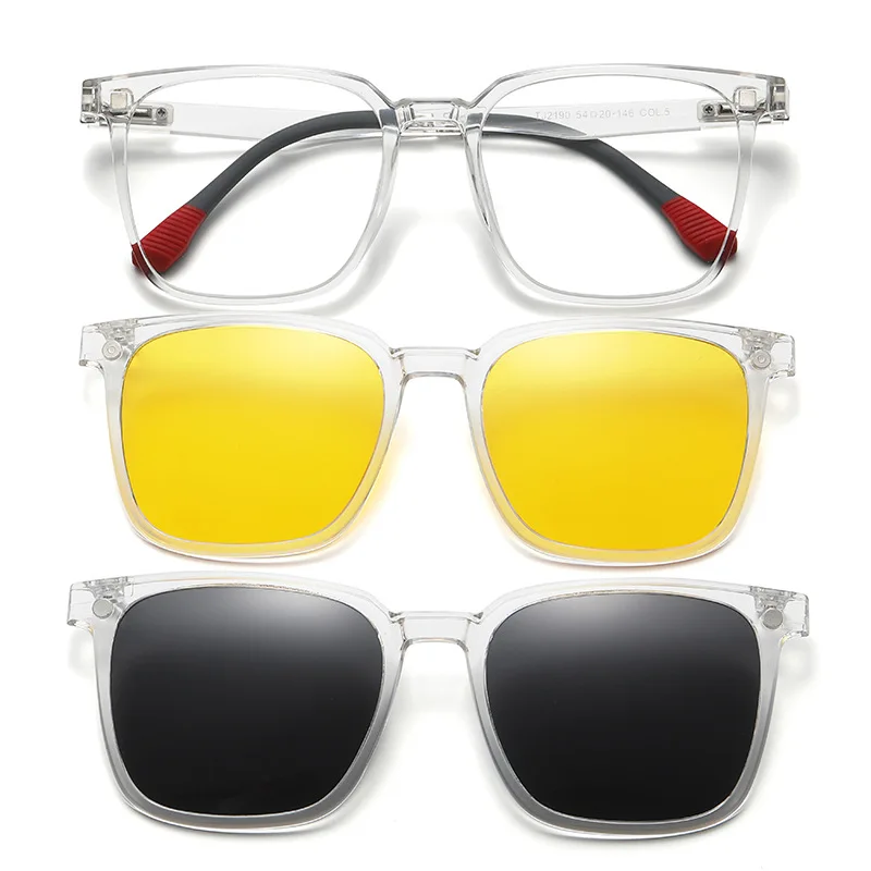 Ceofy Men Glasses Frame Sun Clip Square Night Vision Prescription Myopia Eyeglasses Optical Frame Sunglasses for Men Women
