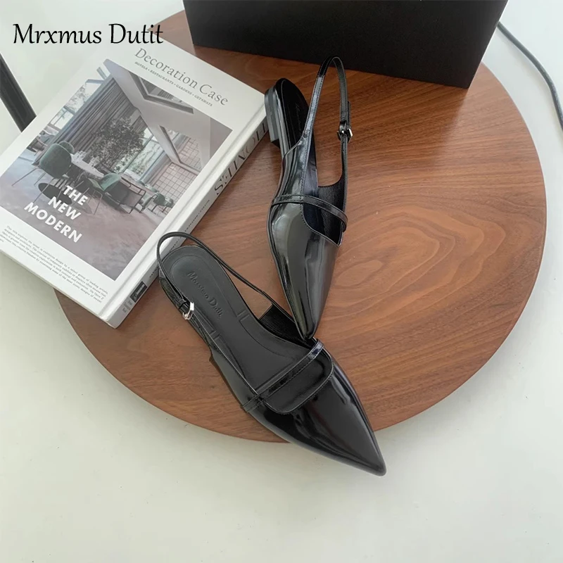 Mrxmus Dutit 2024 Summer New Fashion Women New Pointed Head Flat Sandals Elegant Versatile Solid Simple Shoes Female Chic Pumps