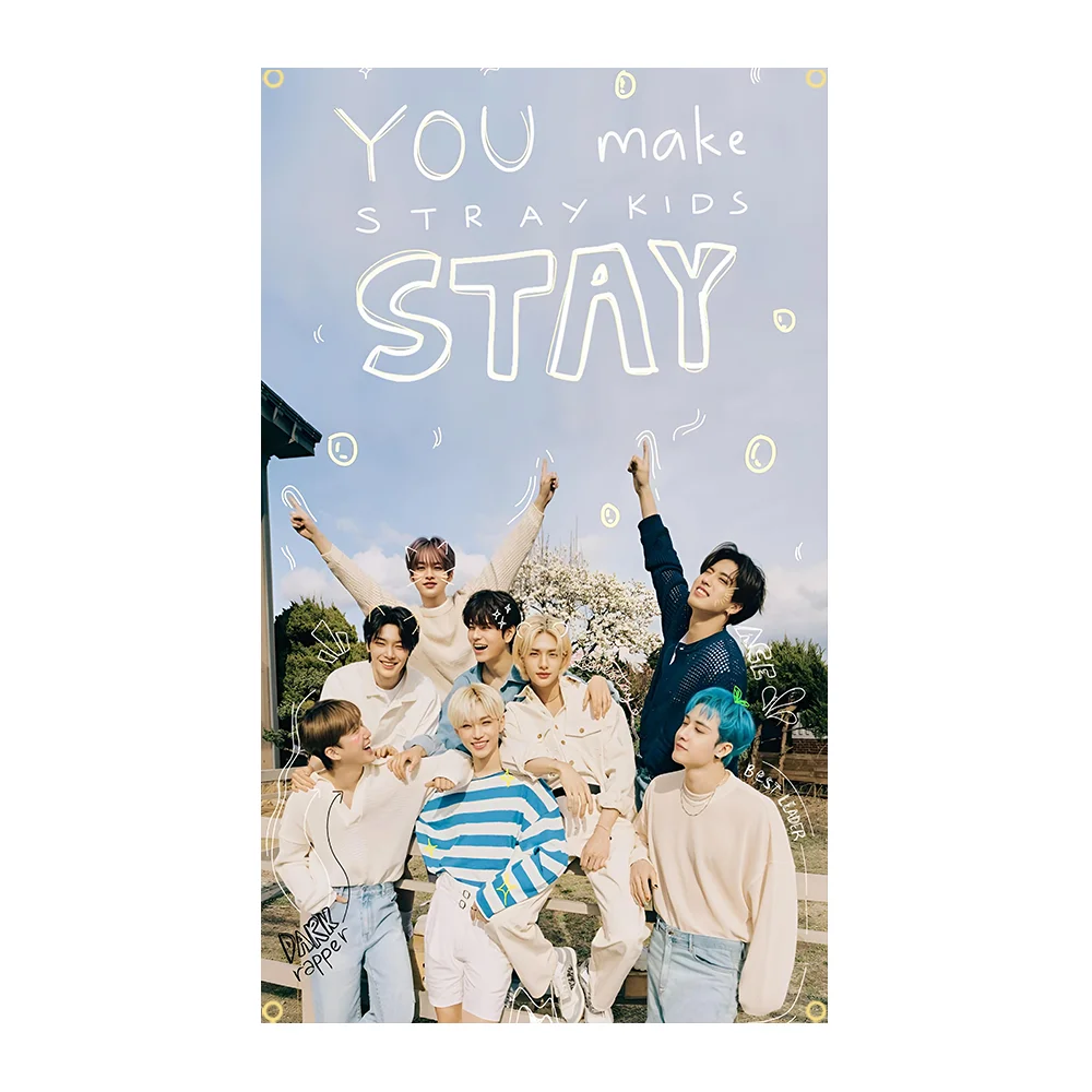 Professional customizatio Kpop-S-Stray K-Kids Rock band flag applicable to Polyester Printed Home or Outdoor Decoration flag