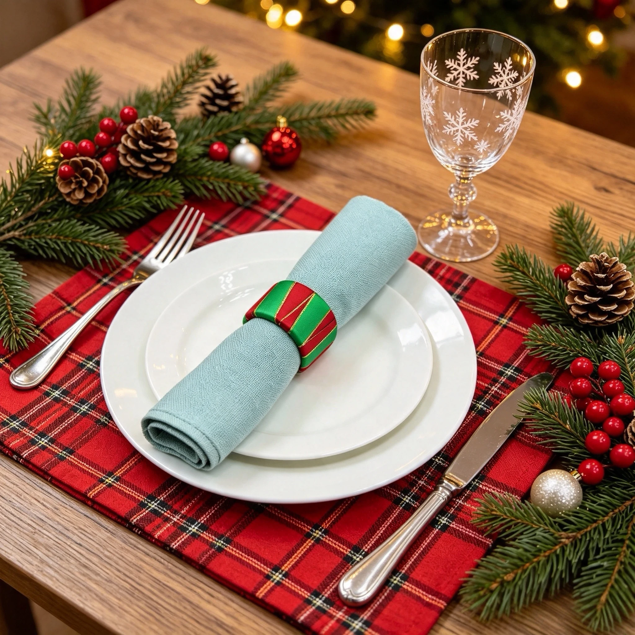 6Pcs New Christmas Color Scheme Napkin Rings, Xmas Table Decor Napkin Holders for Hotel, Western Restaurant & Banquet Table