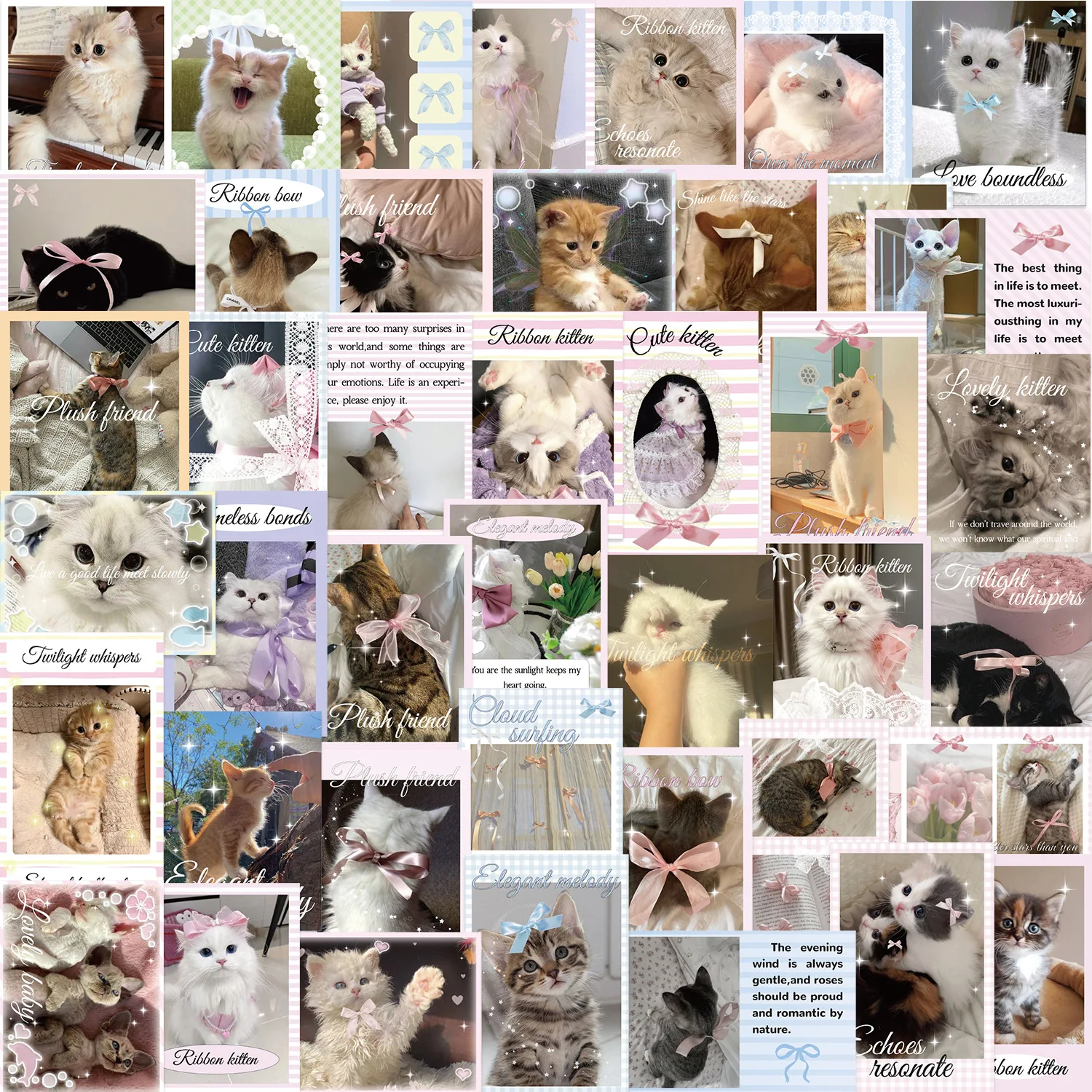 50PCS INS Style Ballet Style Cat Graffiti Stickers Kawaii Kitten Cartoon Decal DIY Luggage Phone Guitar Scraphbook Kid Toys
