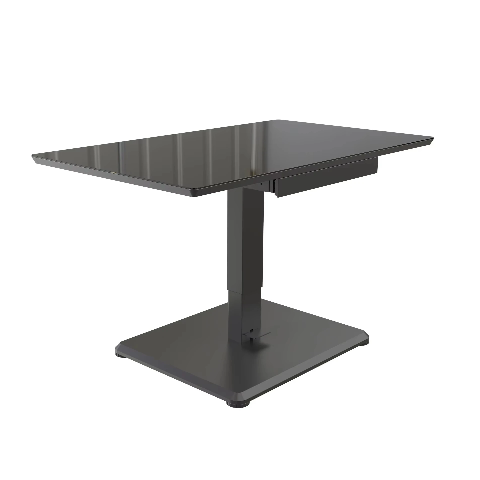 Modern Home Office  Extendable Height Adjustable Lockable Gas Spring Tempered Glass Mobile Desk Weight Capacity