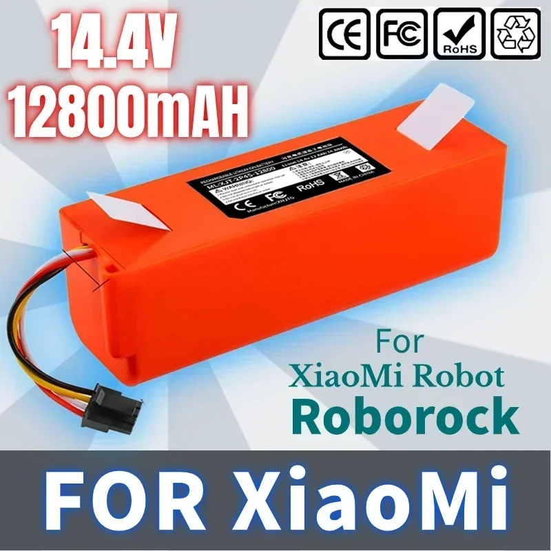 Batterie de remplacement pour aspirateur robot Xiaomi Roborock S55 S60 S65 S50 S51 S5 MAX S6, BRR-2P4S, 14.4V, 5200mAH, 12800mAh