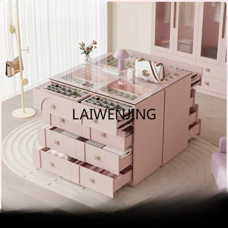 

MJY Nakajima Taiwan Jewelry Integrated Eight-bucket Storage Bedroom Pink Dressing Cabinet