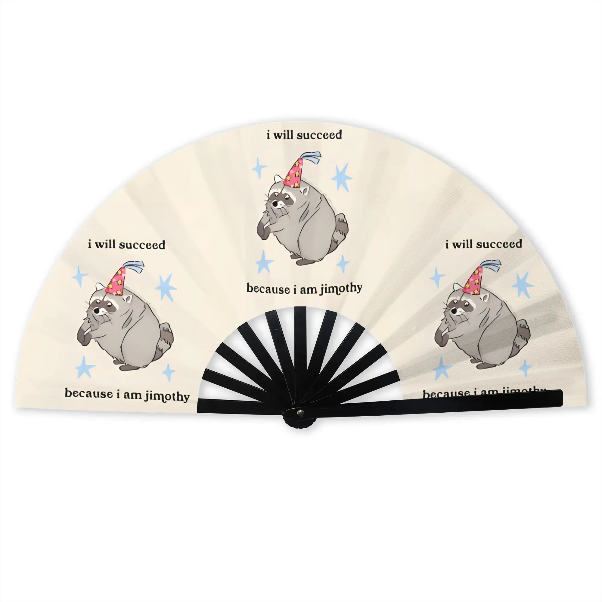 Custom Jimothy Raccoon Promotional Gift Hand Fan Party Funny Animal Durable Folding Fans Novelty Bulk Pack Fan