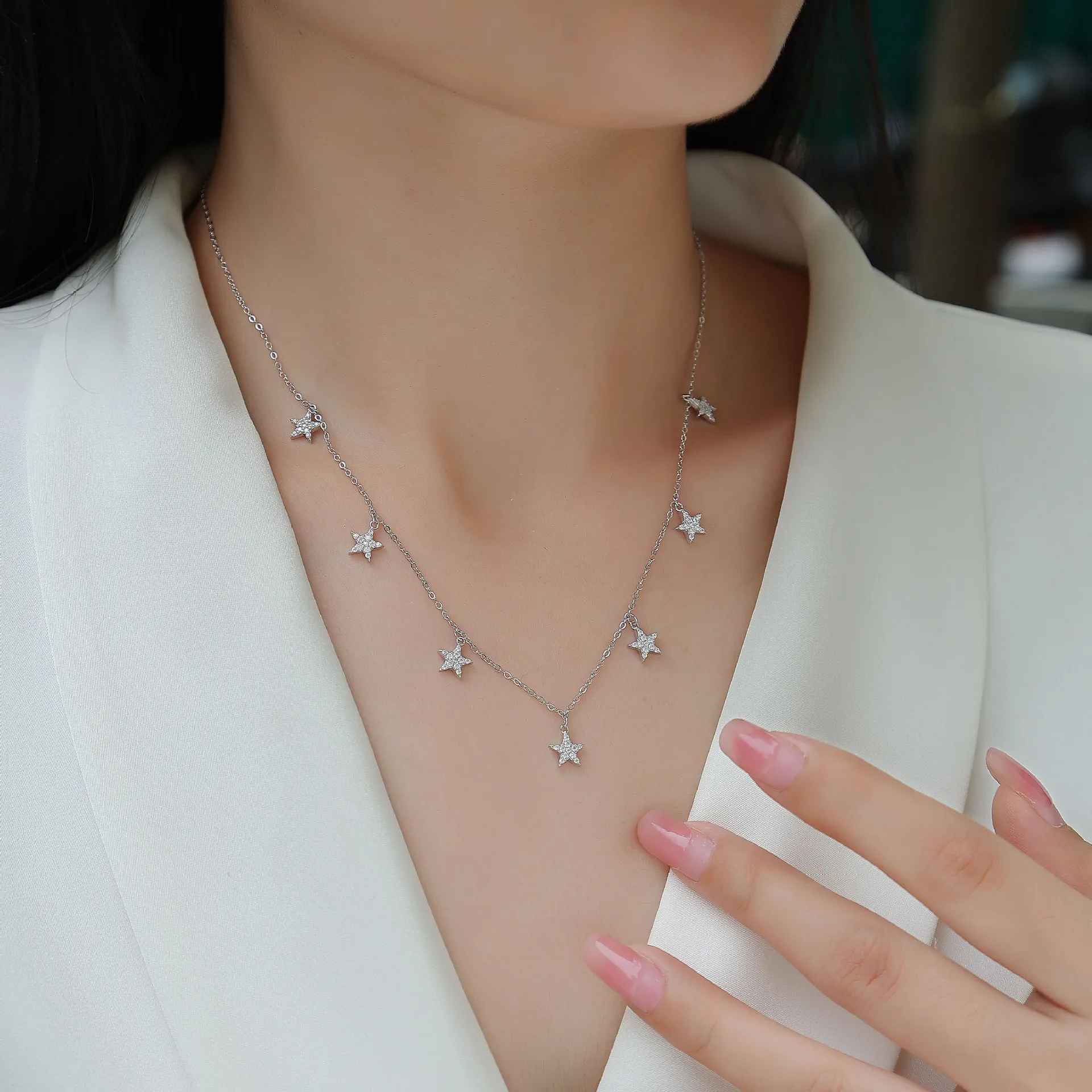 S925 silver moissanite star love pendant necklace, a cross-border bestseller in Europe, America, Japan, and South Korea, factory - Image 5