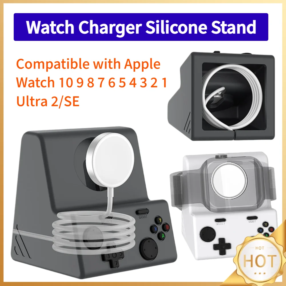 

Charger Stand Silicone Dock Desk Stand Space-Saving Charging Station Dock Holder for Apple Watch 10 9 8 7 6 5 4 3 2 1 Ultra 2/SE