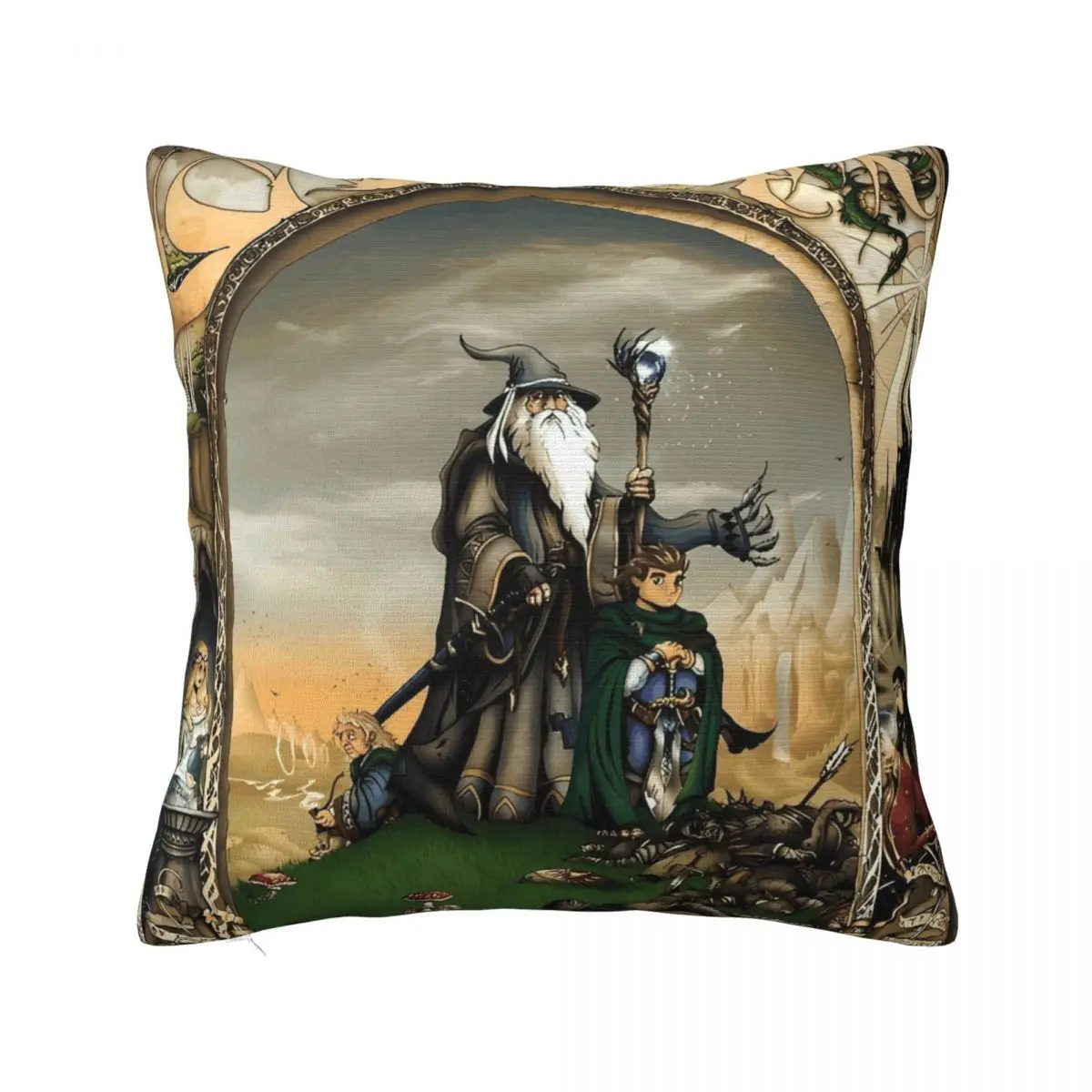 L-Lords Of The R-Rings Retro Movie Pillow Cover Vintage Pillow Case Square Cushion Cover Pillowcases For Sofa Car Home Decor